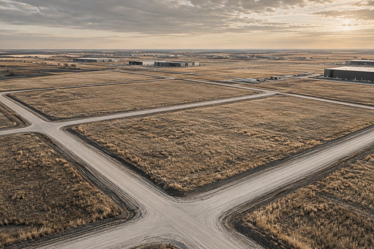 Illustrative prairie development land with geometric road patterns